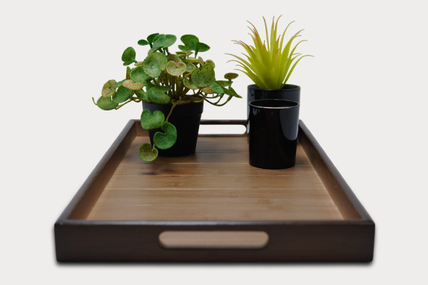 Bamboo Wood Serving Tray with Handles - 16 Inches - Image 4